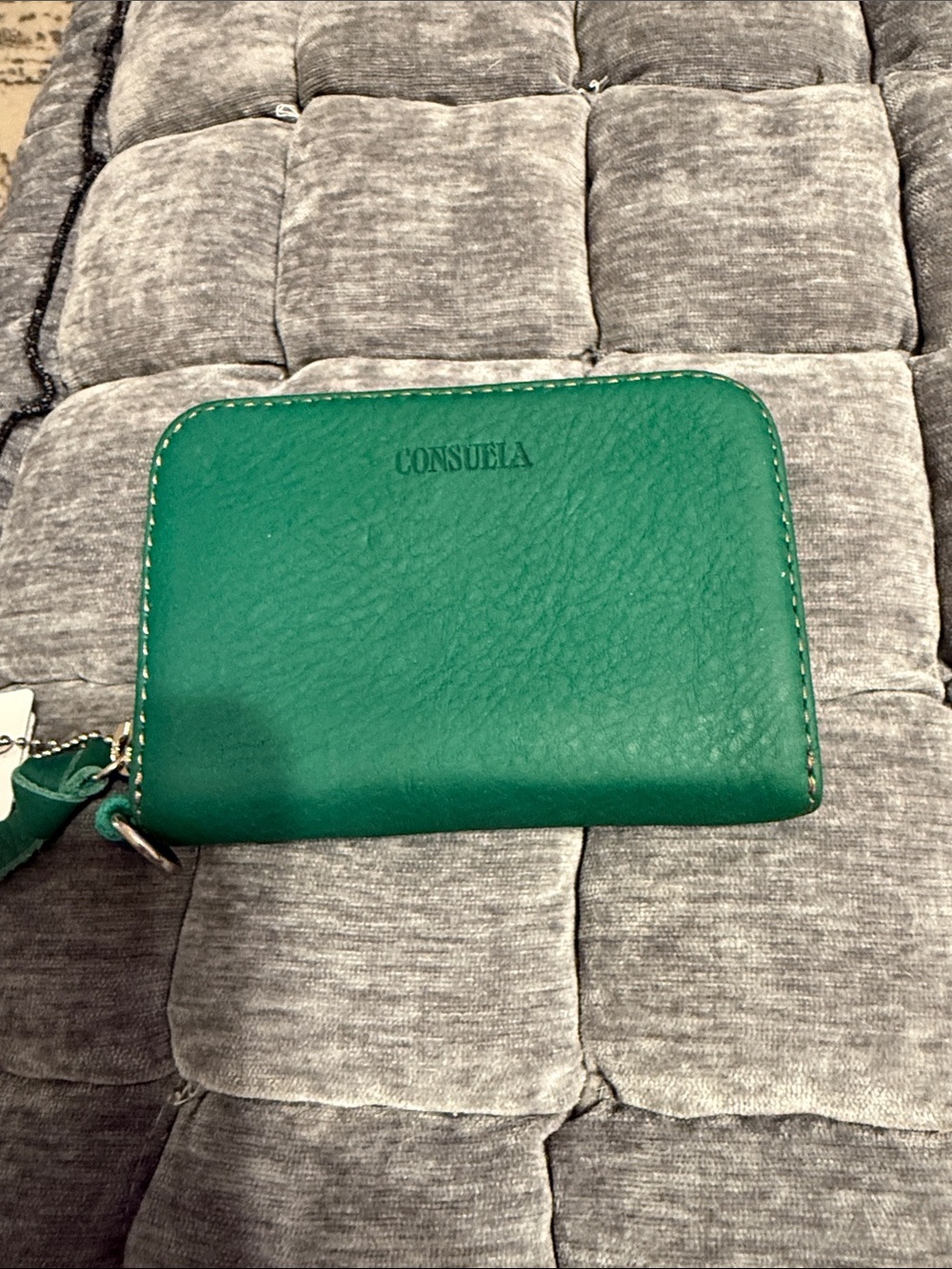 Consuela Teal Green Pebbled Leather Zip Wallet